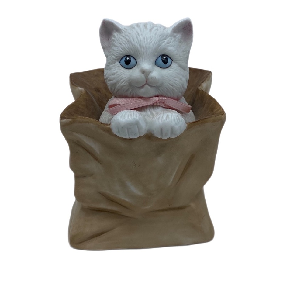 Vintage Cat in a crumble Bag San Francisco Music Box from 1991